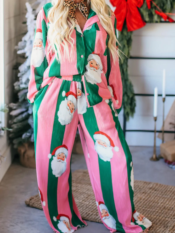 Pink and Green Santa Ribbed Set