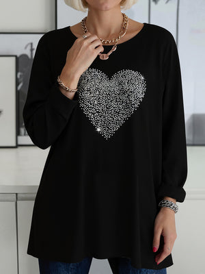 Black Heart-Shaped Print Top
