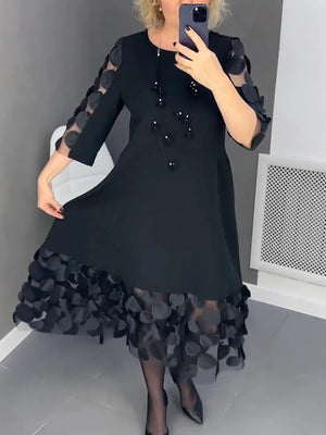 Black Petal Elegant Maxi Dress