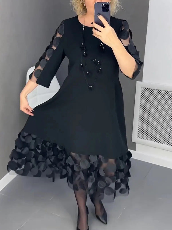 Black Petal Elegant Maxi Dress