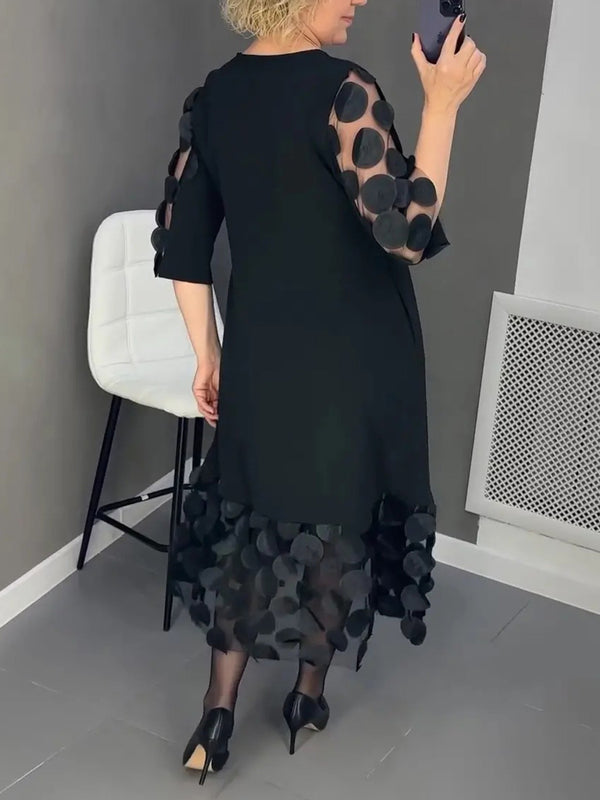 Black Petal Elegant Maxi Dress