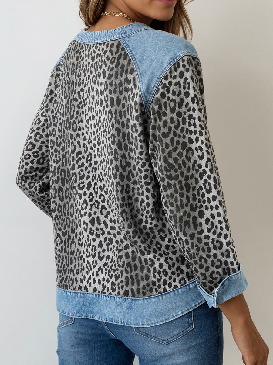 Bold Leopard Print Denim Top