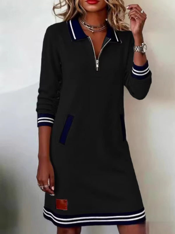 Casual Chic Zip-Front Polo Dress