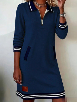 Casual Chic Zip-Front Polo Dress