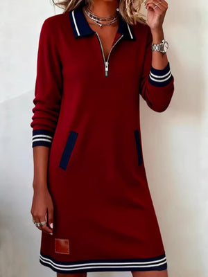 Casual Chic Zip-Front Polo Dress