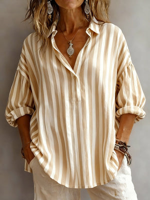 Casual Long-Sleeve Striped Blouse