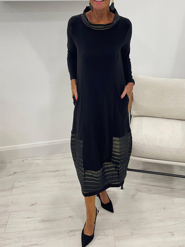 Casual Patchwork Pocket Maxi Dress