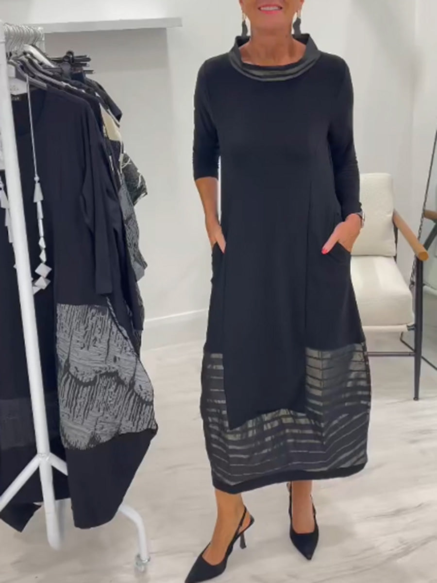 Casual Patchwork Pocket Maxi Dress