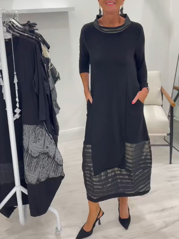 Casual Patchwork Pocket Maxi Dress