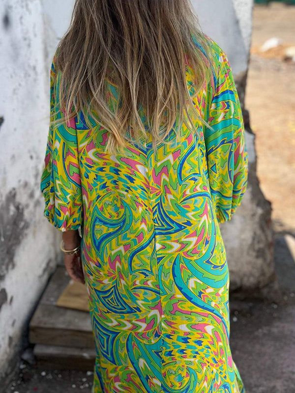 Casual Relaxed Fit V-Neck Print Dress