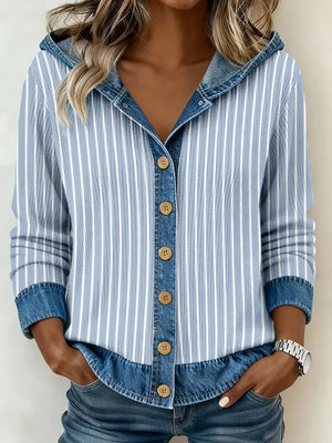 Casual Striped Hoodie Long Sleeve Top