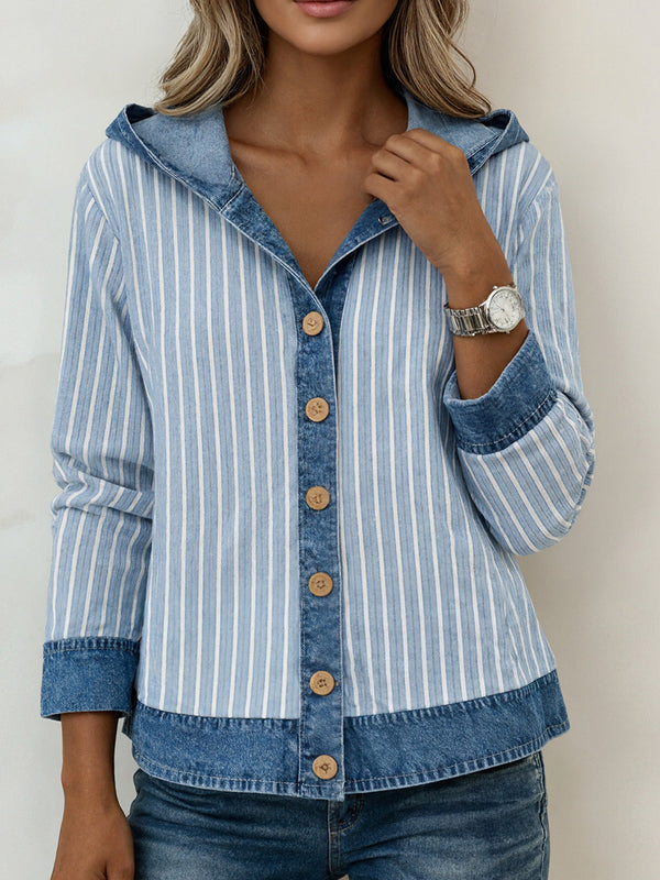 Casual Striped Hoodie Long Sleeve Top