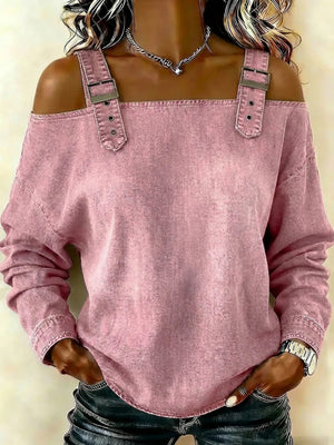 Casual Vintage Denim Halter Top