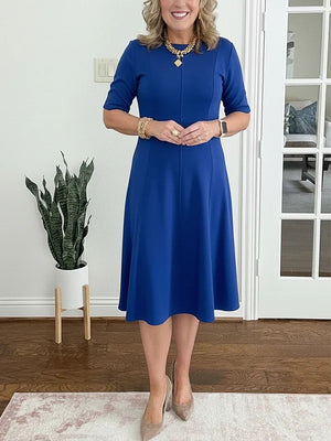 Charm Solid Fitted Midi Dress