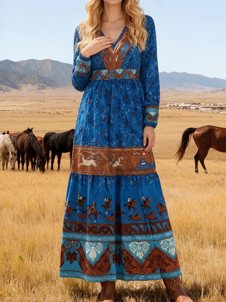 Chic All-Season Printed Long Dress