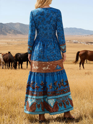 Chic All-Season Printed Long Dress