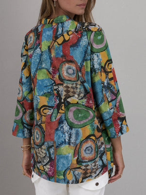 Chic Printed V-Neck Top