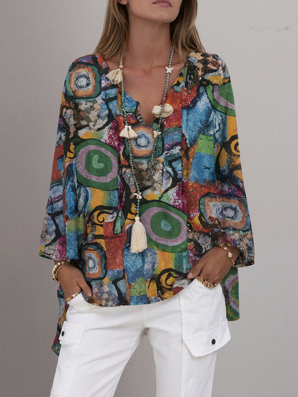 Chic Printed V-Neck Top