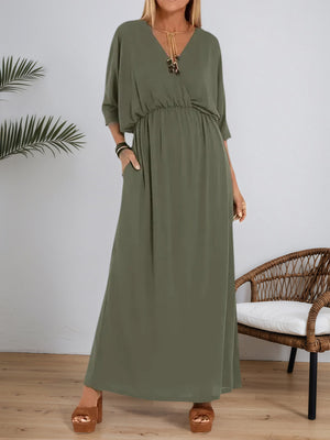 Chic Split V-Neck High-Waist Dress