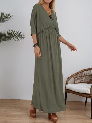 Chic Split V-Neck High-Waist Dress