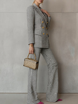 Classic Black & White Checkered Suit Set