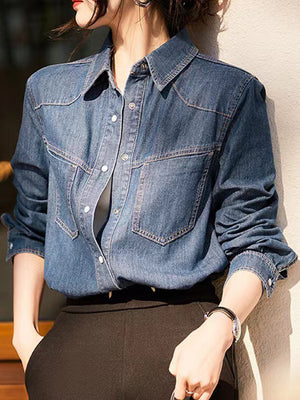 Classic Button-Front Denim Shirt