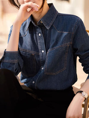 Classic Button-Front Denim Shirt