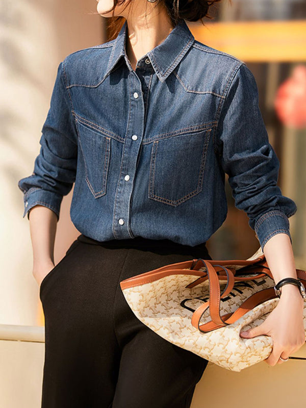 Classic Button-Front Denim Shirt
