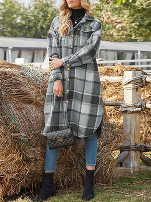 Classic Plaid Longline Trench Coat