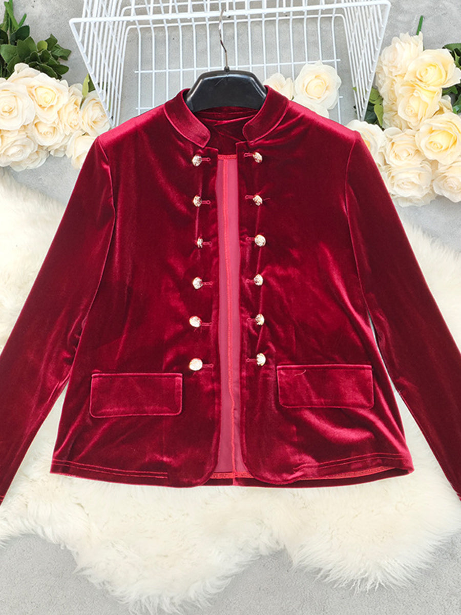 Classic Solid-Color Double-Breasted Coat