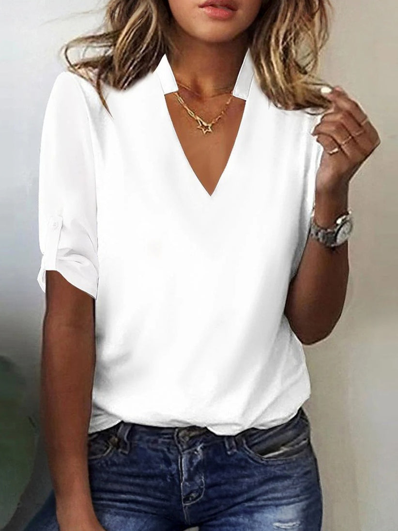 Classic White Half Sleeve Top