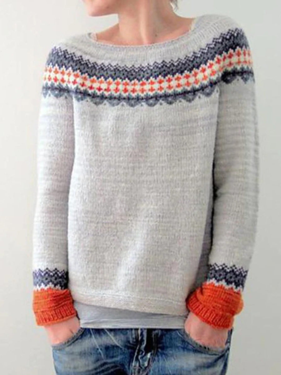 Color-Blocked Round-Neck Sweater