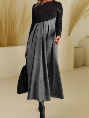 Contrast Panel Maxi Dress