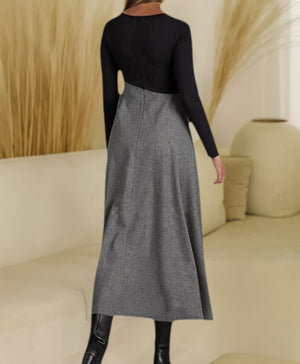 Contrast Panel Maxi Dress