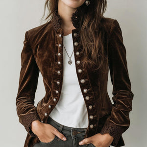 Cozy Fuzzy Coffee Mock Neck Jacket