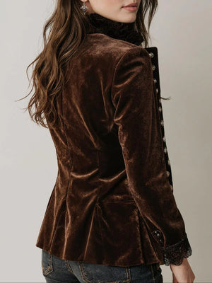 Cozy Fuzzy Coffee Mock Neck Jacket