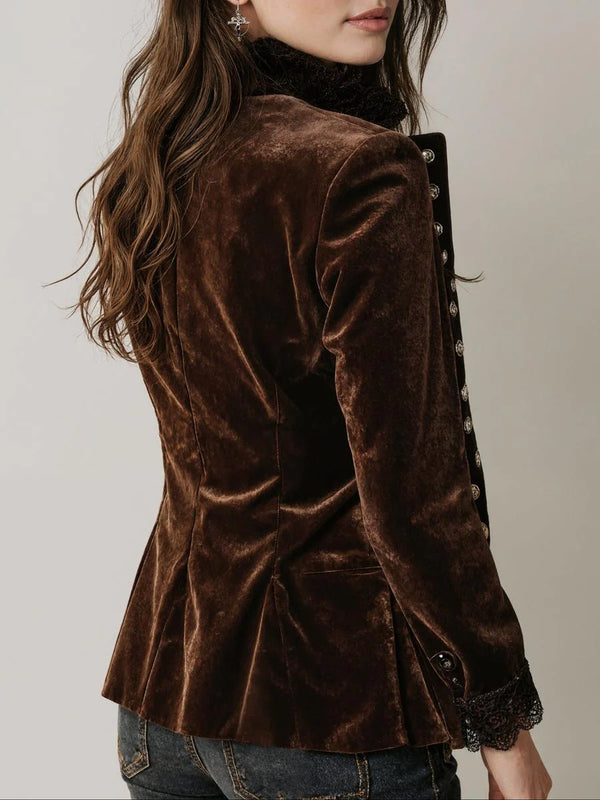 Cozy Fuzzy Coffee Mock Neck Jacket