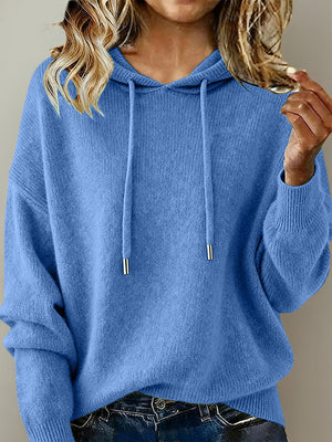 Cozy Hooded Drawstring Long-Sleeve Sweater