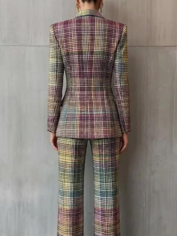 Dazzling Checkered Two-Piece Suit Set