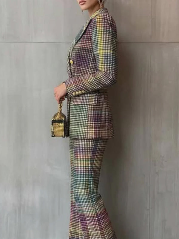 Dazzling Checkered Two-Piece Suit Set