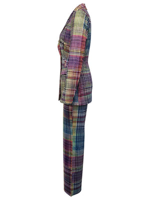 Dazzling Checkered Two-Piece Suit Set