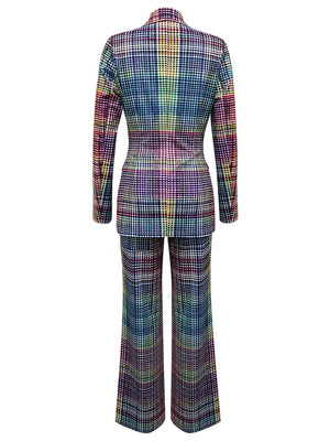 Dazzling Checkered Two-Piece Suit Set
