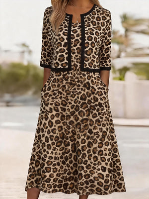 Effortless Chic Leopard Print Two-Piece Dress