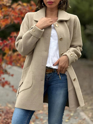 Elegant Bow Accent Wool Coat