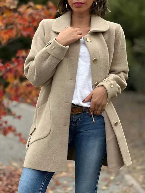 Elegant Bow Accent Wool Coat