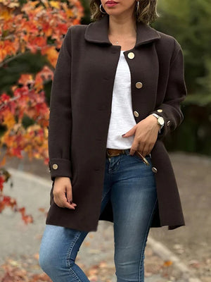 Elegant Bow Accent Wool Coat