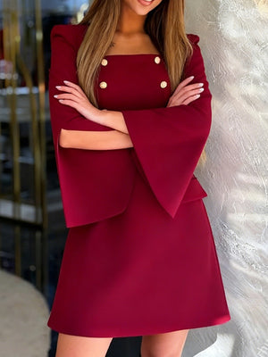 Elegant Double-Breasted Statement Dress