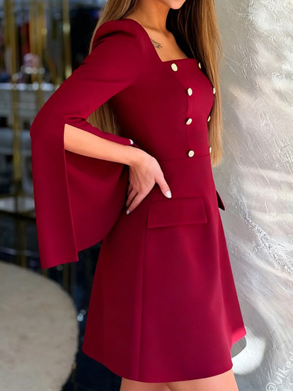 Elegant Double-Breasted Statement Dress