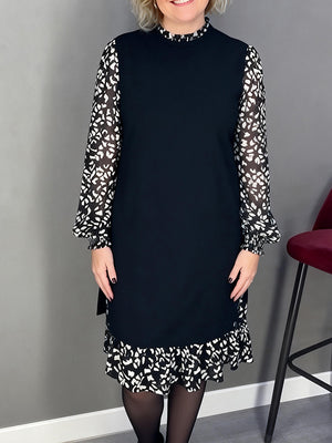 Elegant Faux Two-Piece Print Midi Dress