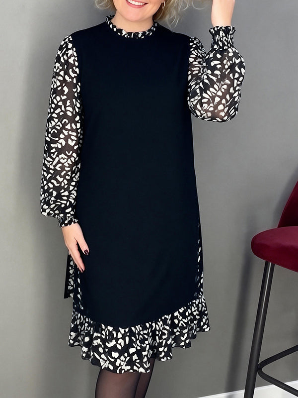 Elegant Faux Two-Piece Print Midi Dress